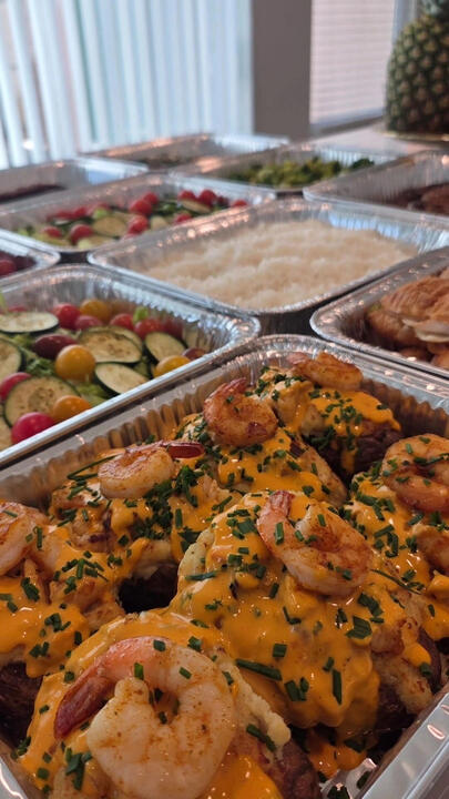 delectable shrip and veggie dishes